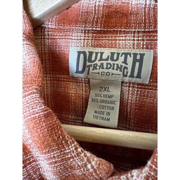 Duluth Trading Co Mens 2XL XXL Red Plaid Button Up Short Sleeve Cotton Utility - Picture 3 of 8